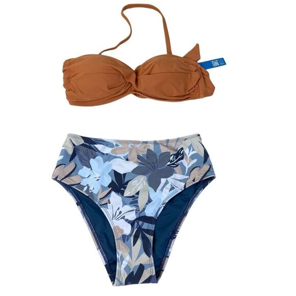 New Cupshe S hipster two piece bikini blue and orange - Picture 1 of 5